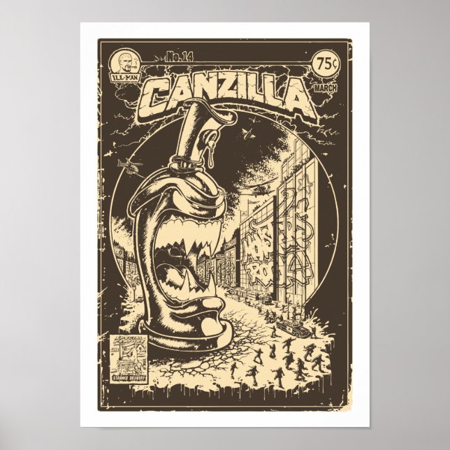 Pôster Grafiteira CANZILLA - Retro SciFi monstro banda (Frente)