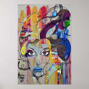 Pôster Grafites coloridos legal das mulheres