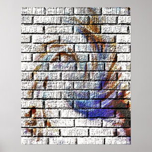 PÔSTER GRAFITES DA PAREDE DE TIJOLO