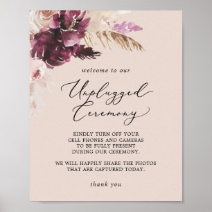 Poster Grama Boho Pampas Sinal de cerimônia desplugado