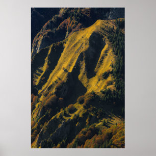 Poster Grama coberto montanha no outono