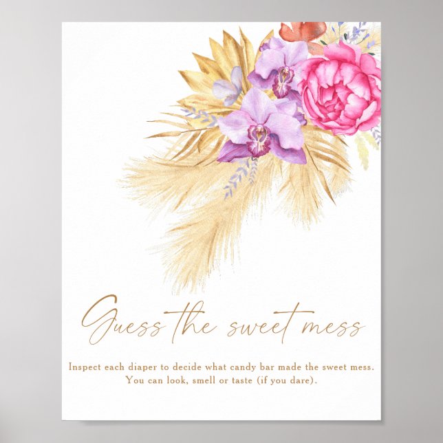 Poster Grama de pampas Boho - adivinhe a doce bagunça (Frente)