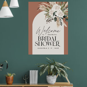 Poster Grama de pampas de chuveiro de noiva moderna terra