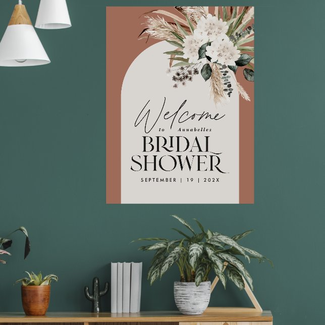 Poster Grama de pampas de chuveiro de noiva moderna terra (Sala de Estar 1)