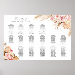 Poster Grama Floral Boho Mesa PLan Seating