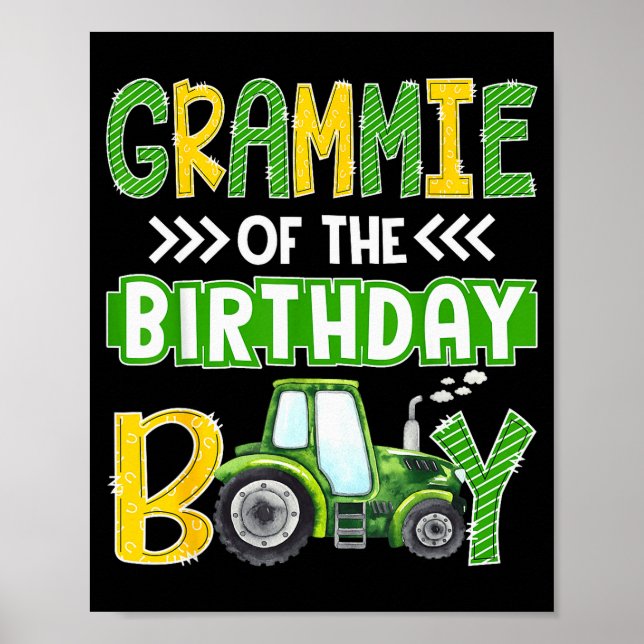 Poster Grammie Of The Birthday Boy Tractors Farm Trucks F (Frente)