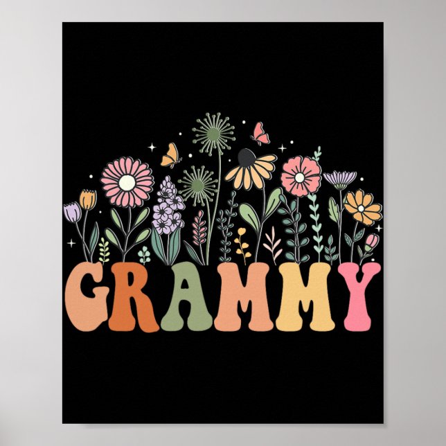 Poster Grammy Wildflower Floral Birthday Baby Shower New  (Frente)