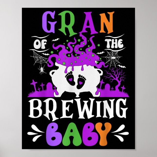 Poster Gran Of The Brewing Baby Grandma To Be Halloween  (Frente)