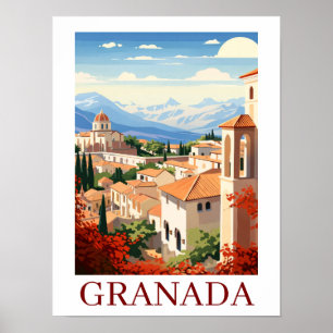 Poster Granada Antiga Alhambra Espanha Viagem