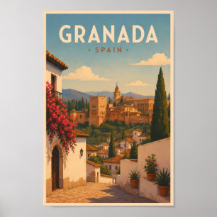 Poster Granada Espanha Ilustração Arte de Viagem Alhambra