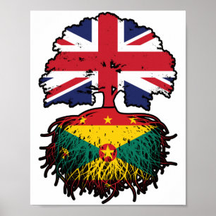 Poster Granada Grenade British Tree Roots Flag