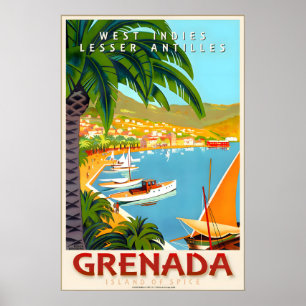 Poster Granada Índias Ocidentais Caribe Cartaz de Viagem