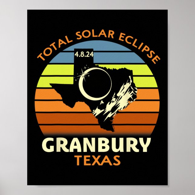 Poster Granbury Texas Total Solar Eclipse 2024 (Frente)