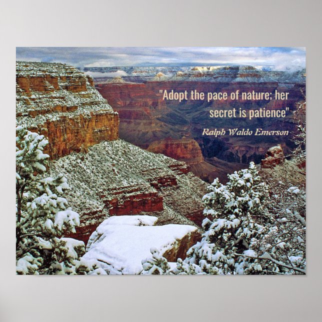 Poster Grand Canyon em inverno com a citação de Emerson (Frente)