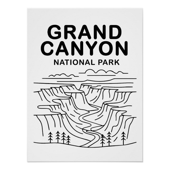Pôster Grand Canyon National Park Line Art (Frente)