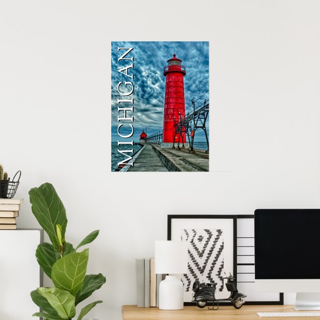 Poster Grand Haven Lighthouse | Michigan (Escritório em casa)