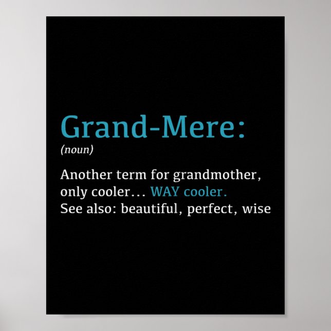 Poster Grand-mere_ Funny Definition Noun - Another Term  (Frente)