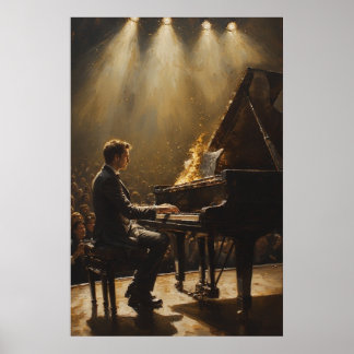 Poster Grand Piano Fiery Performance