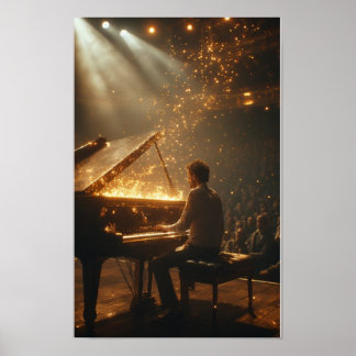 Poster Grand Piano Fiery Performance