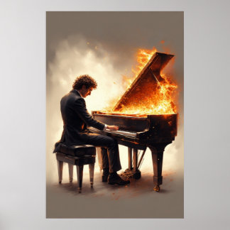 Poster Grand Piano Fiery Performance