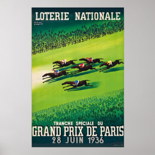 Poster Grand Prix de Paris 28 de junho de 1936 Loterie Na