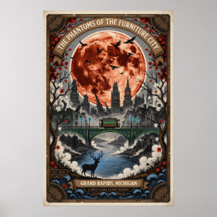 Poster Grand Rapids Assombrada, MI Viagem de Terror Vinta