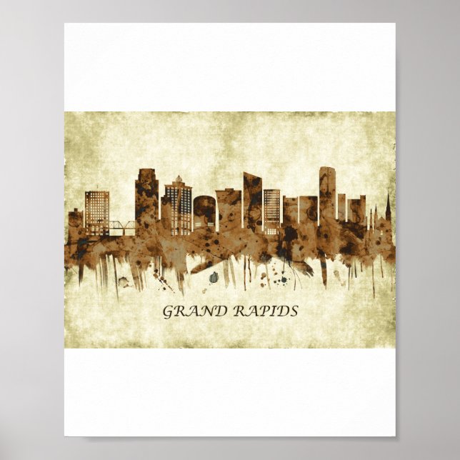Poster Grand Rapids Michigan Cityscape (Frente)