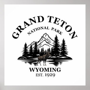Poster Grand Teton montanhas Parque Nacional Wyoming