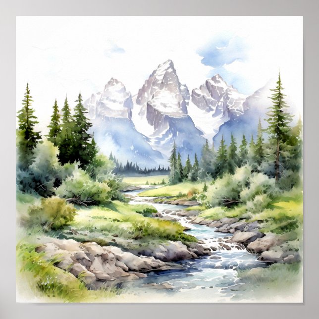 Poster Grand Teton National Park Watercolor (Frente)