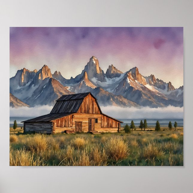 Poster Grand Teton National Park Watercolor Art Print (Frente)