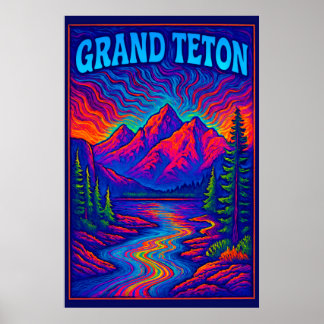 Poster Grand Teton Psicodélico