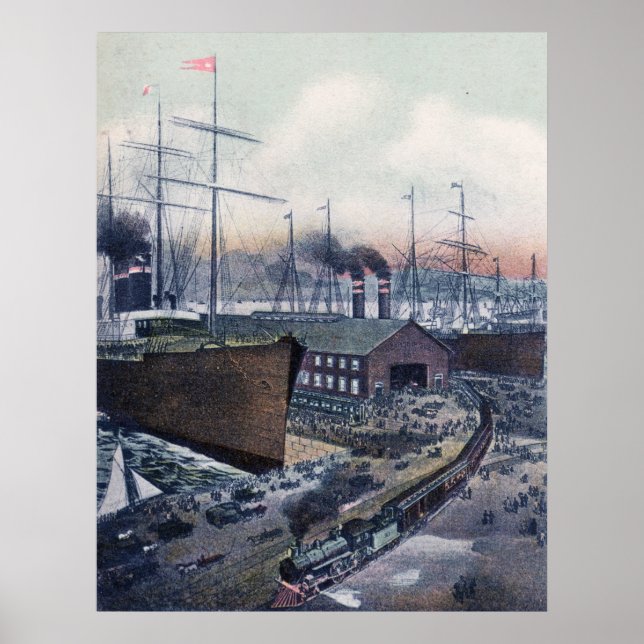 Pôster Grand Trunk Ry Portland, Cais De Vapor Maine (Frente)