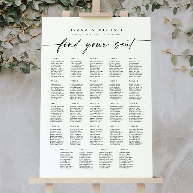 Poster Grande 24 Mesas Encontre seu gráfico de assentos (Criador carregado)