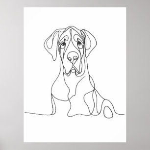 Poster Grande Arte De Linha De Dane Pintada À Mão