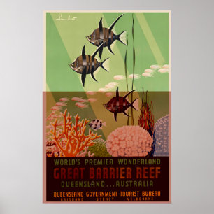 Poster Grande Barreira de Coral da Austrália Viagem Vinta