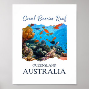 Poster Grande Barreira de Coral Queensland Austrália Souv