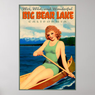 Poster Grande Bear Lake Califórnia Broche de Viagem Retro