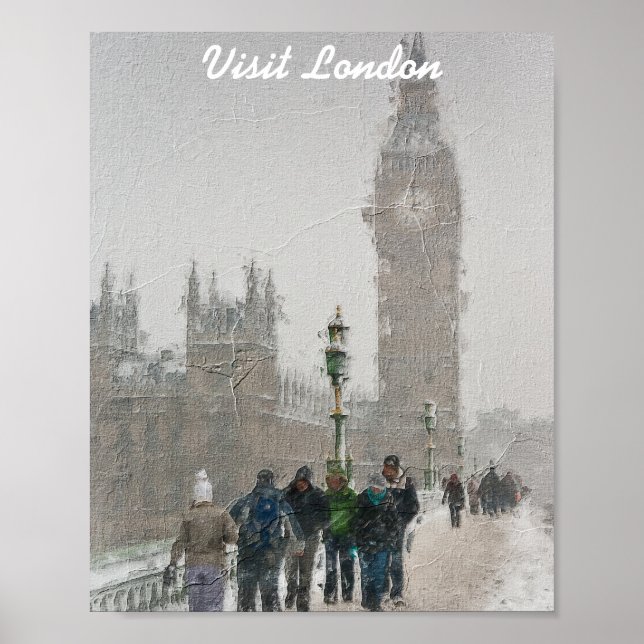 Poster Grande ben de Londres e pintura a óleo de nevando (Frente)