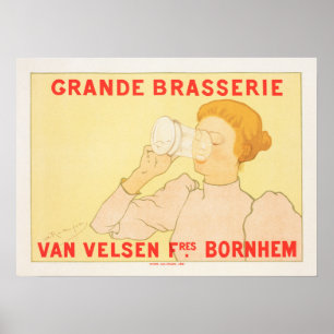Poster Grande Brasserie Belgium Beer Brewery Antigo Adver
