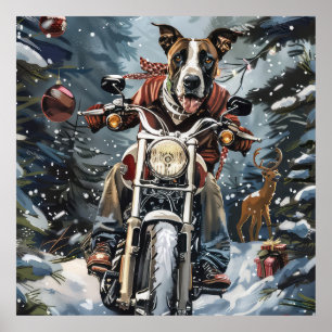 Poster Grande Cachorro Andando Na Moto Natal