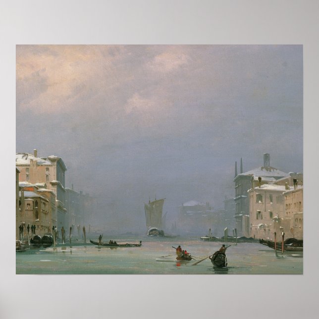 Pôster Grande Canal com neve e gelo, 1849 (Frente)