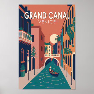 Poster Grande Canal Venice Viagem Art Vintage