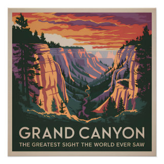 Pôster Grande Canyon EUA vintage