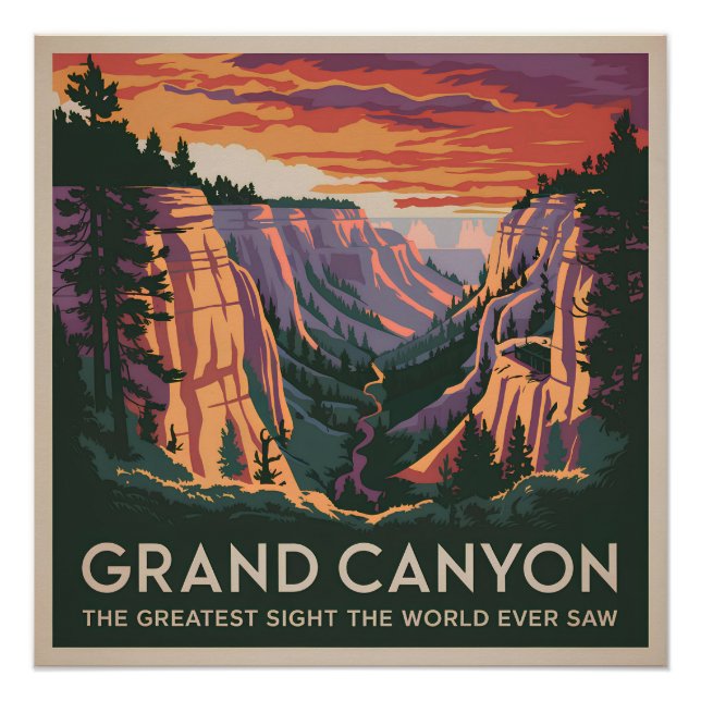 Pôster Grande Canyon EUA vintage (Frente)