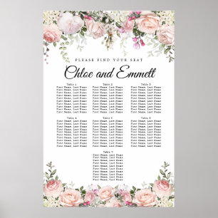 Poster Grande carta floral cor-de-rosa do assento do