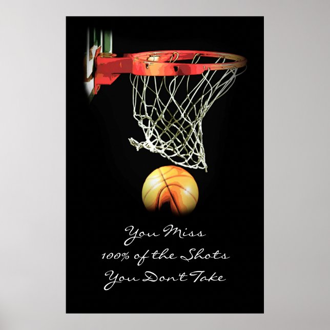 Poster Grande Cartaz de Citação Motivacional de Basqueteb (Frente)