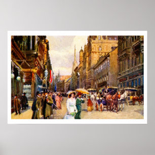 Poster Grande cena Viena Áustria da época do belle do