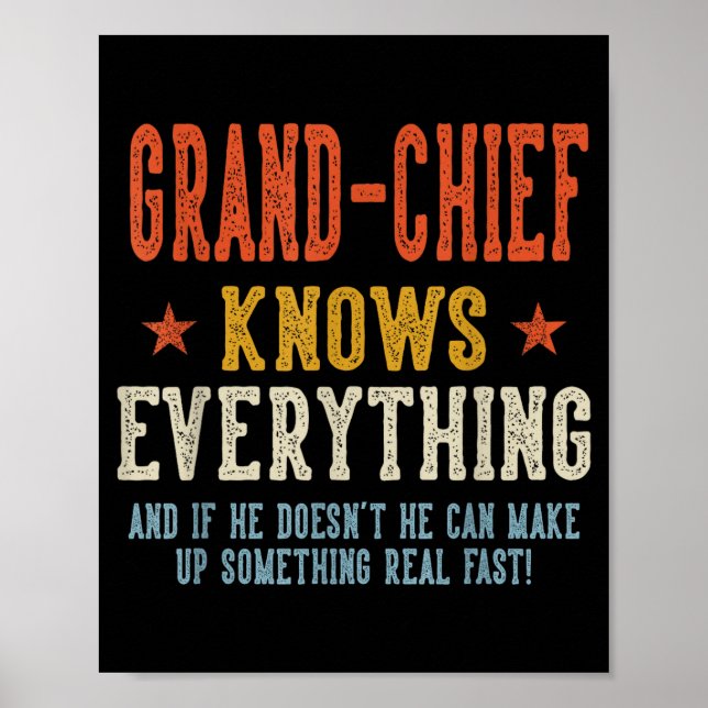 Poster Grande-chefe sabe tudo dia dos pais retrô (Frente)
