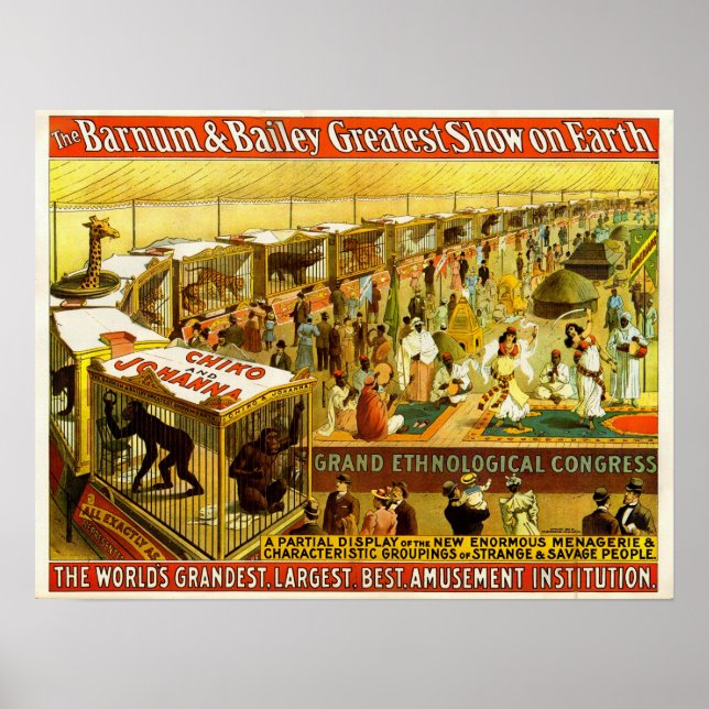 Poster Grande Congresso Etnológico Barnum & Bailey Circus (Frente)