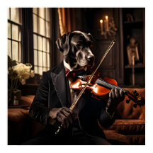 Grande Dane Jogando Violin Vintage Retrato